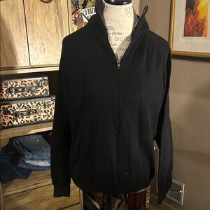 Black Quarter-Zip Pullover Sweater - Large